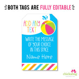 Pink Pool Party Favor Tags (EDITABLE INSTANT DOWNLOAD)