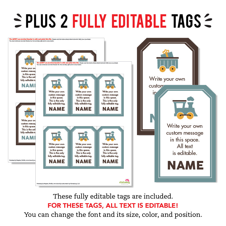 Vintage Train Party Editable Favor Tags (INSTANT DOWNLOAD) – Chickabug