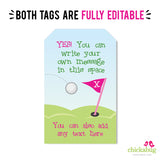Pink Golf Party Favor Tags (EDITABLE INSTANT DOWNLOAD)