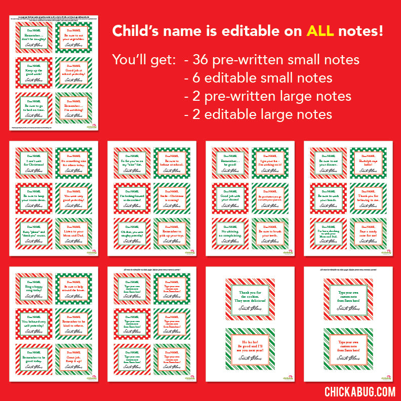 Editable Notes from Santa (INSTANT DOWNLOAD)
