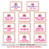 Pink Camping Party Signs (EDITABLE INSTANT DOWNLOAD)
