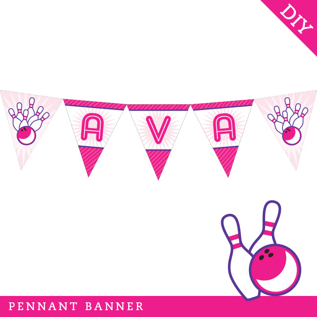 Pink Bowling Party Banner (INSTANT DOWNLOAD)