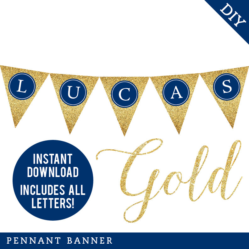 Gold and Blue Party Banner (INSTANT DOWNLOAD)