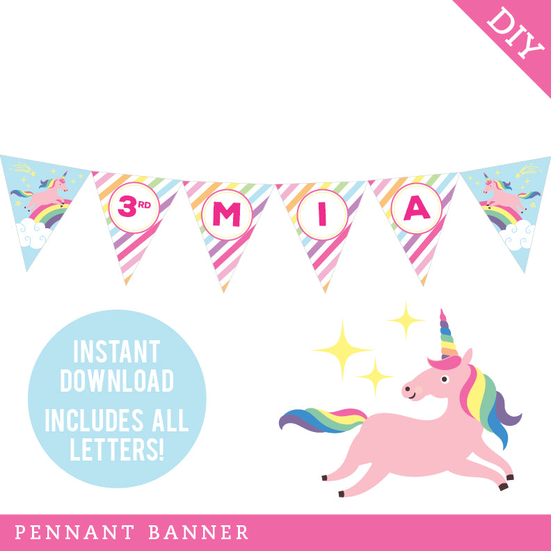 Pink Unicorn Party Banner (INSTANT DOWNLOAD)