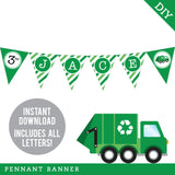 Garbage Truck Party Banner (EDITABLE INSTANT DOWNLOAD)