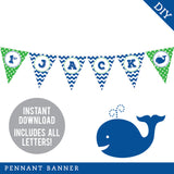 Whale Party Pennant Banner (INSTANT DOWNLOAD)
