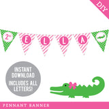 Pink Alligator Party Banner (INSTANT DOWNLOAD)