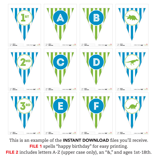 Dinosaur Party Banner (INSTANT DOWNLOAD) – Chickabug dinosaur-party-banner-instant-download-chickabug