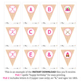 Pink Camping Party Banner (INSTANT DOWNLOAD)