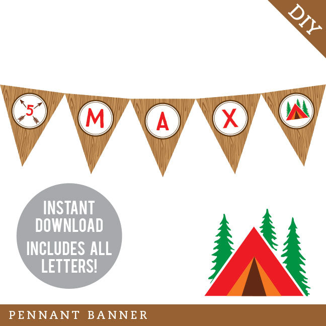 Camping Party Banner (INSTANT DOWNLOAD)