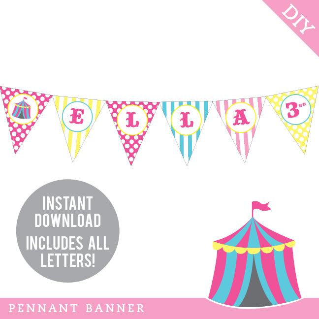 Pink Carnival Party Banner (INSTANT DOWNLOAD)