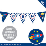 Rocket/Outer Space Party Pennant Banner (INSTANT DOWNLOAD)