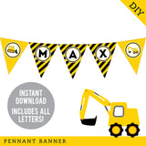 Construction Party Pennant Banner (INSTANT DOWNLOAD)