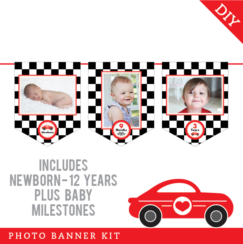 Race Car Party Photo Banner Kit (INSTANT DOWNLOAD)