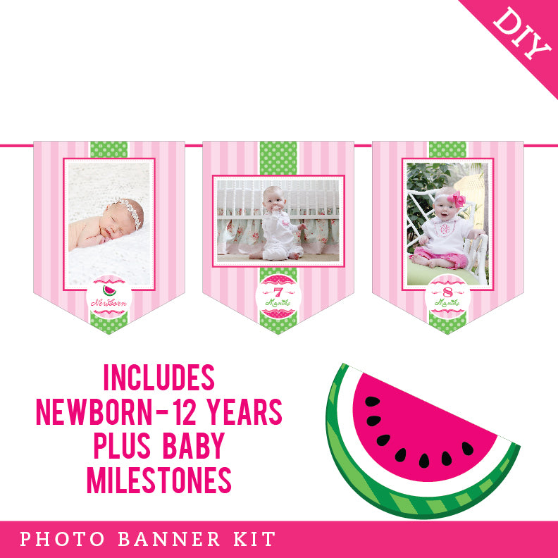 Pink Watermelon Party Photo Banner Kit (INSTANT DOWNLOAD)