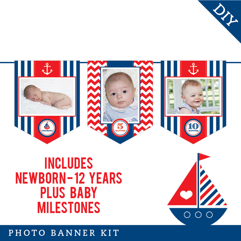 Nautical Party Photo Banner Kit (INSTANT DOWNLOAD)
