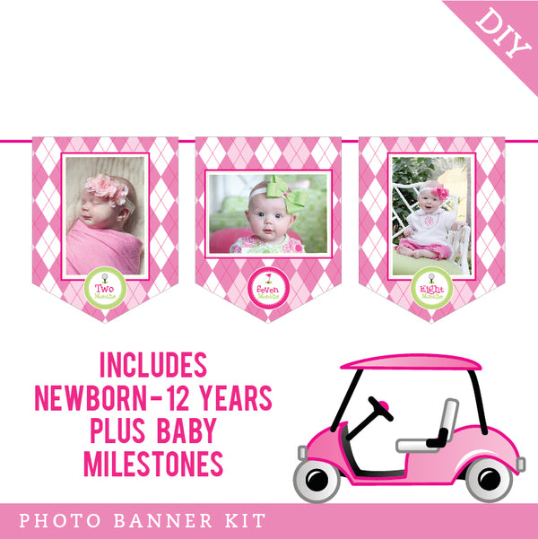 Pink Golf Party Photo Banner Kit (INSTANT DOWNLOAD)