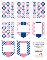 Pink Nautical Party Photo Banner Kit (INSTANT DOWNLOAD)
