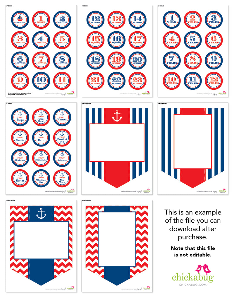 Nautical Party Photo Banner Kit (INSTANT DOWNLOAD)