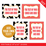 Farm Party Signs in Cow Print and Gingham (EDITABLE INSTANT DOWNLOAD)