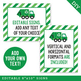 Garbage Truck Party Signs (EDITABLE INSTANT DOWNLOAD)