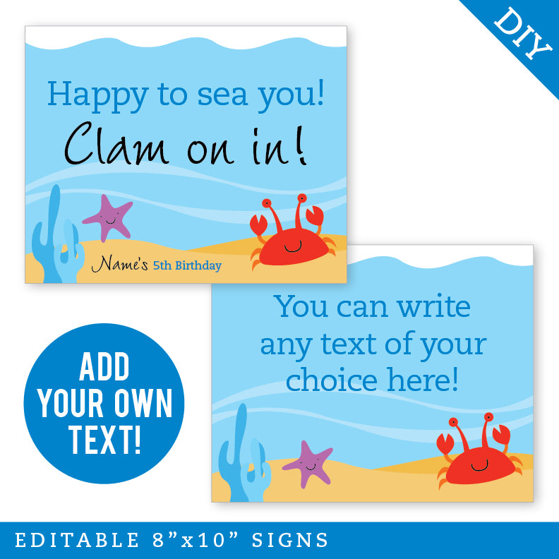 Under the Sea Party Signs (EDITABLE INSTANT DOWNLOAD)