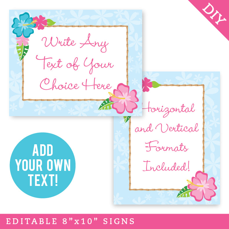 Luau Party Signs (EDITABLE INSTANT DOWNLOAD) – Chickabug