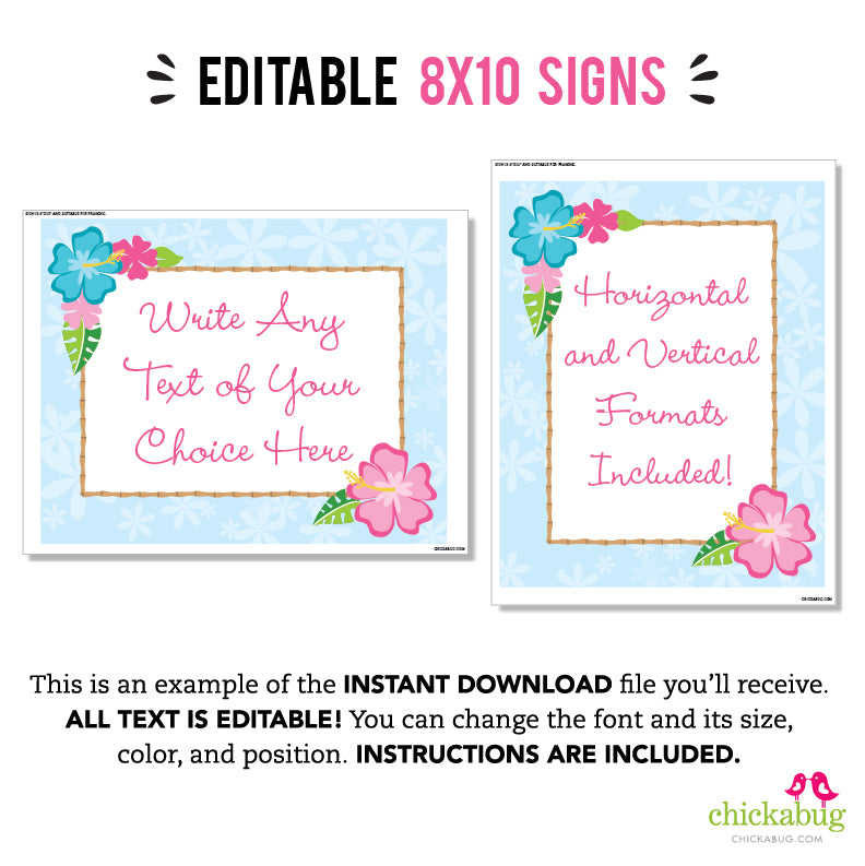 Luau Party Signs (EDITABLE INSTANT DOWNLOAD) – Chickabug luau-party-signs-editable-instant-download-chickabug