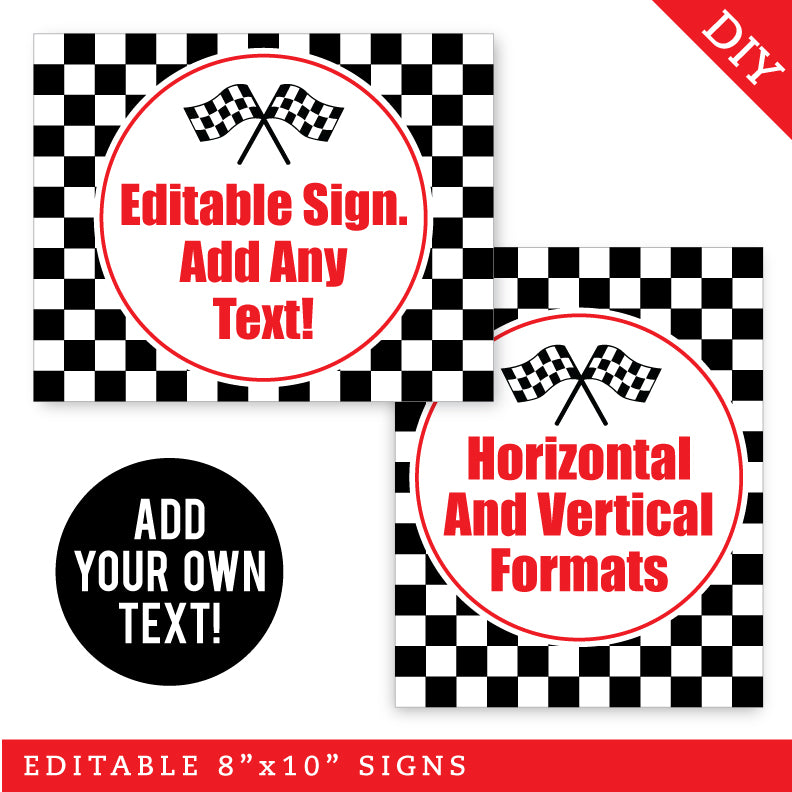 Checkered Flag Race Car Party Signs (EDITABLE INSTANT DOWNLOAD) – Chickabug checkered-flag-race-car-party-signs-editable-instant-download-chickabug