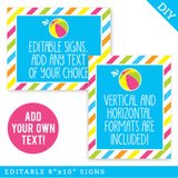 Pink Pool Party Signs (EDITABLE INSTANT DOWNLOAD)
