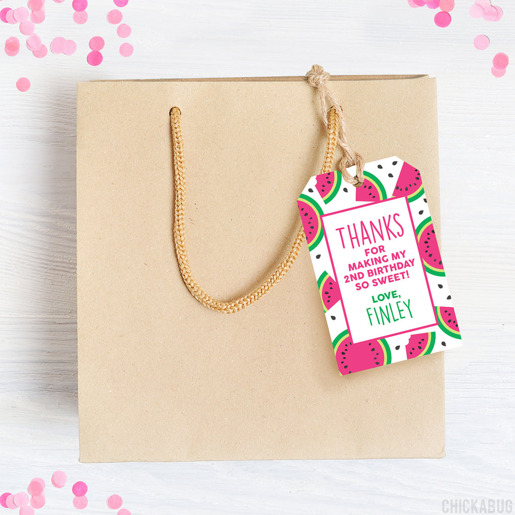 Pink Watermelon Party Favor Tags (EDITABLE INSTANT DOWNLOAD) – Chickabug