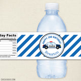 Police Car Birthday Water Bottle Labels