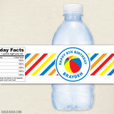 Pool Birthday Water Bottle Labels