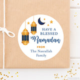 Blue and Gold Lanterns Ramadan Labels