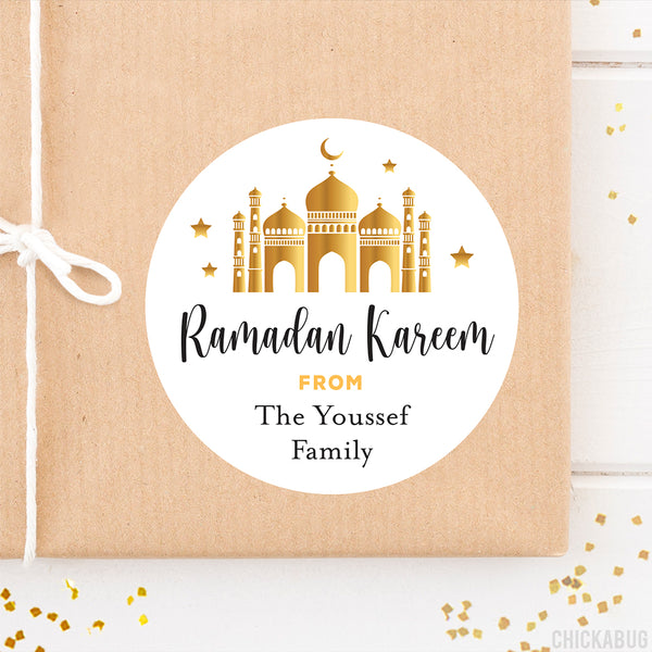 Gold Mosque Ramadan Kareem Labels