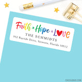 Faith Hope Love Address Labels - Rainbow