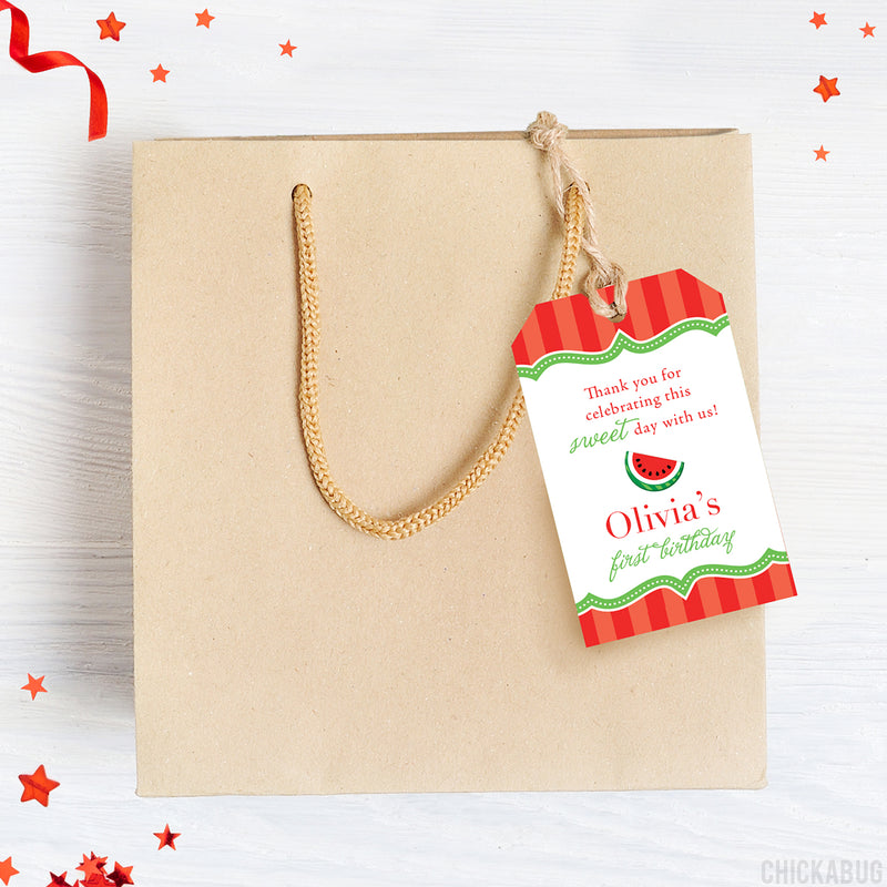 Red Watermelon Party Favor Tags (EDITABLE INSTANT DOWNLOAD)