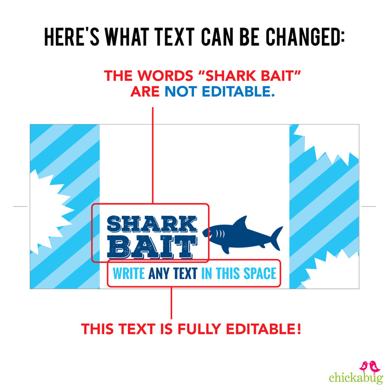 Shark Party Treat Bag Labels (EDITABLE INSTANT DOWNLOAD)