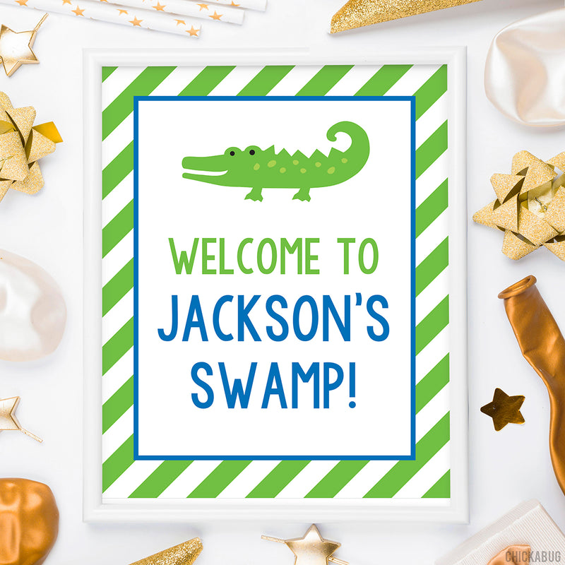 Alligator Birthday Party Signs (EDITABLE INSTANT DOWNLOAD)