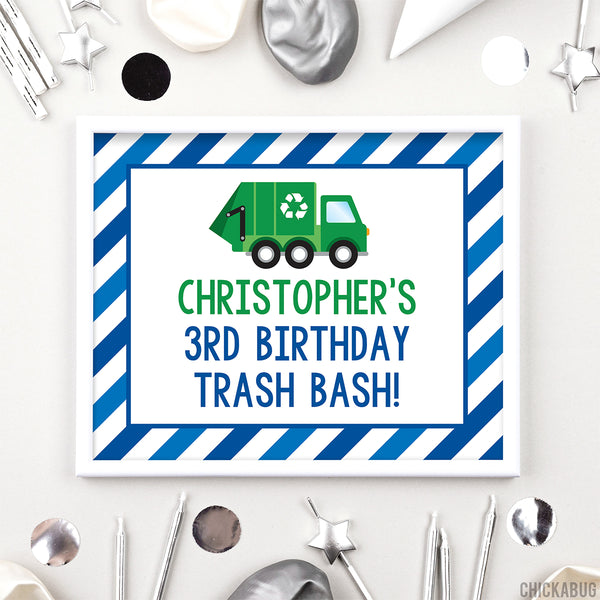 Blue Garbage Truck Party Signs (EDITABLE INSTANT DOWNLOAD)
