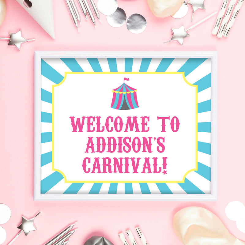 Pink Carnival or Circus Birthday Party Printable Decor Kit (Digital File)