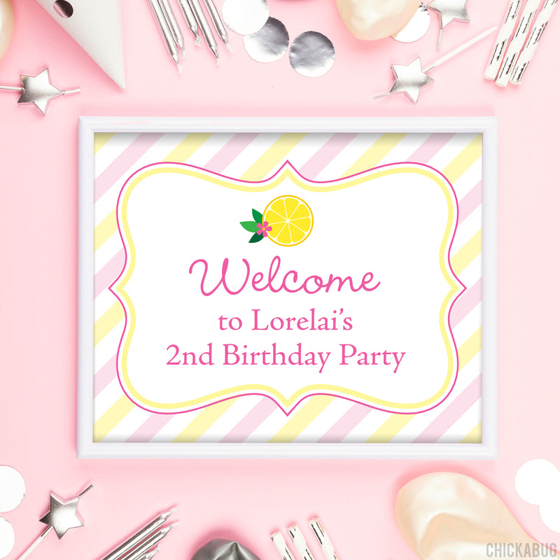 Pink Lemonade Party Signs (EDITABLE INSTANT DOWNLOAD)
