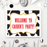 Farm Party Signs in Cow Print and Gingham (EDITABLE INSTANT DOWNLOAD)