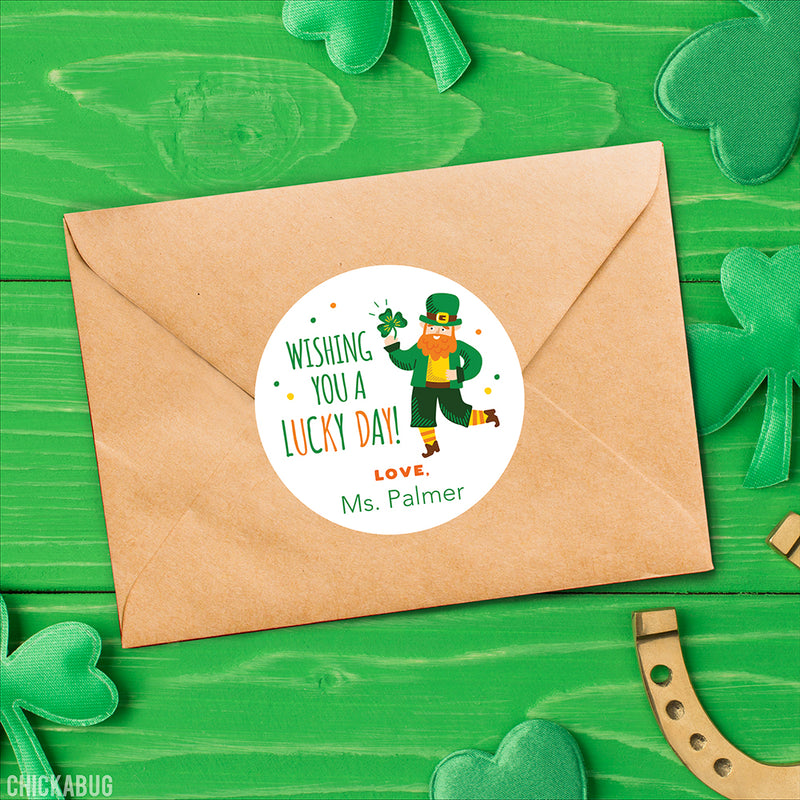 Leprechaun "Lucky Day" St. Patrick's Day Stickers