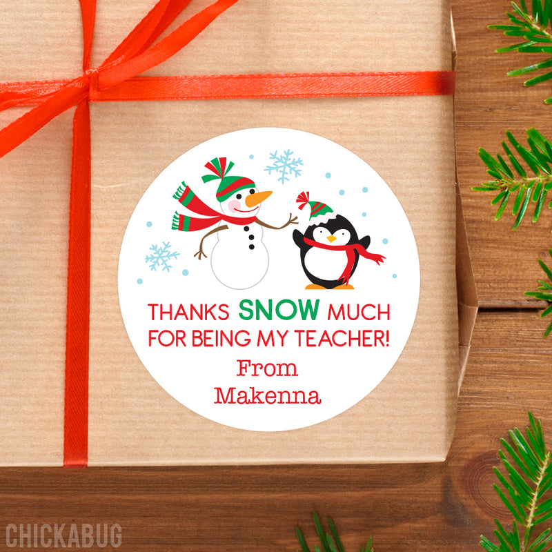 "Thanks SNOW Much" Teacher Appreciation Stickers