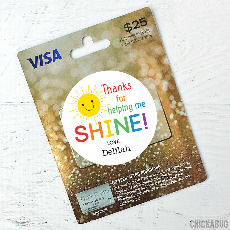 "Thanks for Helping Me Shine" Teacher Appreciation Stickers