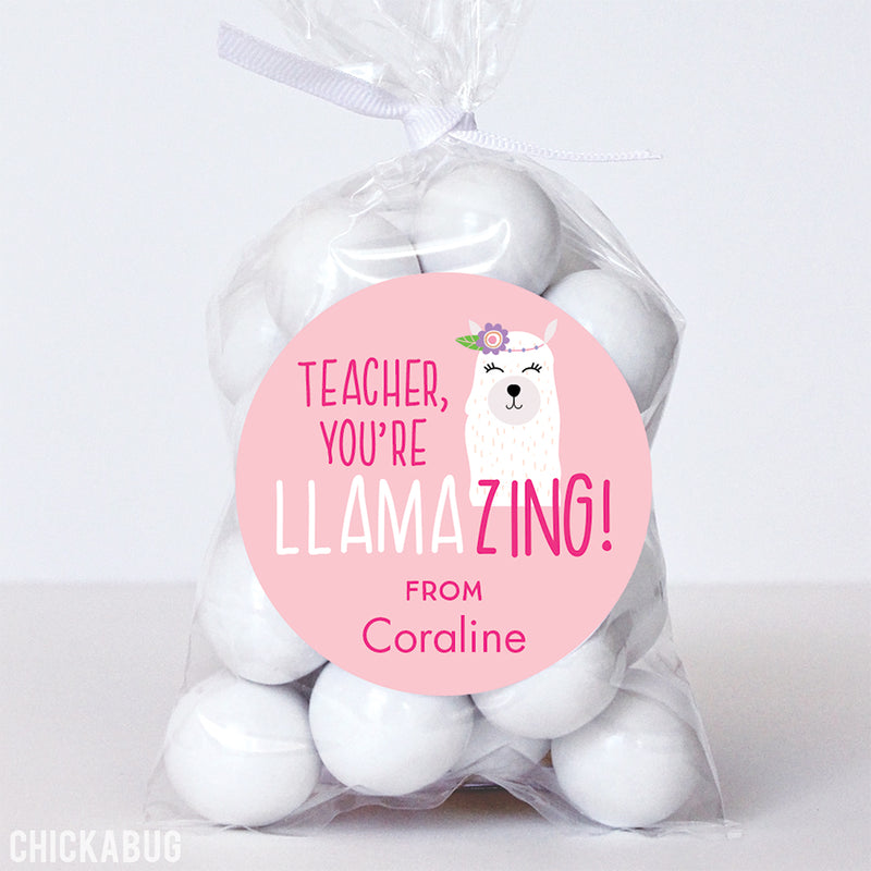 Pink "You're Llamazing" Teacher Appreciation Stickers
