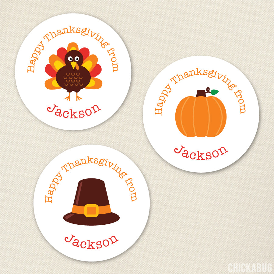 Cute Personalized Thanksgiving Stickers | Holiday Labels for Kids ...