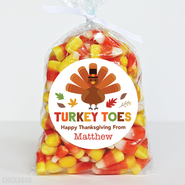 "Turkey Toes" Thanksgiving Stickers