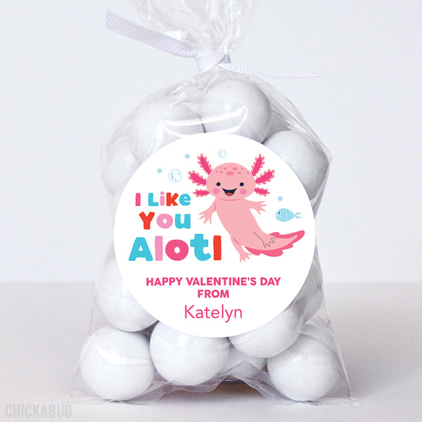 "I Like You Alotl" Valentine's Day Axolotl Stickers